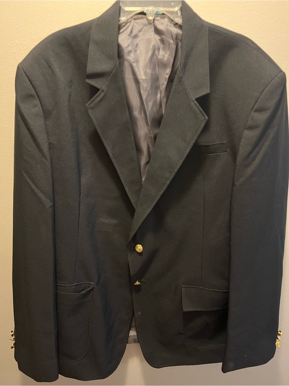 Men's Classic Black Blazer with Gold Buttons